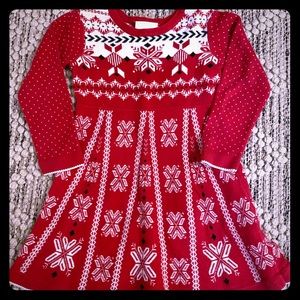 Hanna Andersson 3 Red Snowflake Sweater Dress